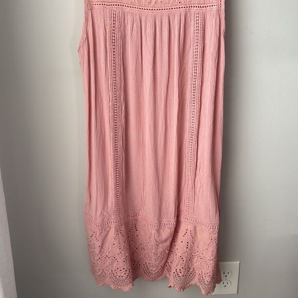 Knox Rose Dusty Rose Pink Lace Feminine Embroidered Swing Dress - Picture 3 of 10
